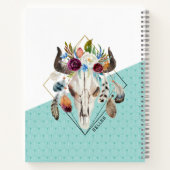 Carnet Boho fleurs crâne taureau géométrique (Dos)