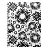 Carnet Boho fleurs Motif floral vectoriel noir et blanc (Devant)