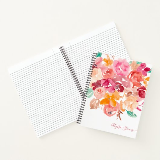 Carnet Boho fleurs rétro motif d'aquarelle fleurie (Intérieur)