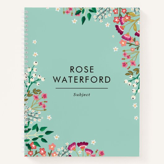 Carnet Boho Fleurs sauvages - Nom (Devant)