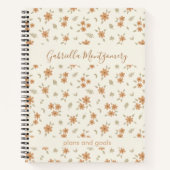 Carnet Boho Floral Botanical Pattern Girl Beige Name Text (Devant)