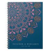 Carnet Boho Floral Mandala Turquoise Bleu Élégant Mariage (Devant)