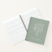 Carnet Boho Flower Line Art Sage Mariage personnalisé (Intérieur)