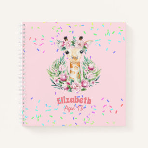 Carnet Boho Giraffe Fleurs Nommées Girs, Cadeaux Ados