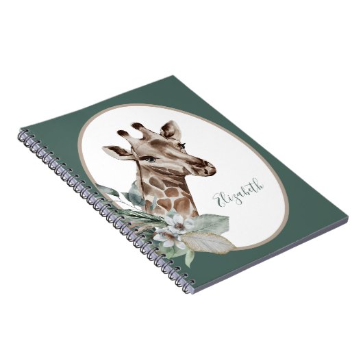 Carnet Boho Giraffe Watercolor Monogram (Côté Droit)
