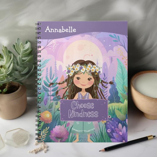 Carnet Boho Girl Purple "Choose Kindness"