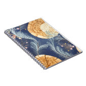 Carnet Boho Grain de Bois Éventail et Navy Plume Botaniqu (Côté Droit)