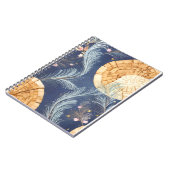 Carnet Boho Grain de Bois Éventail et Navy Plume Botaniqu (Côté gauche)