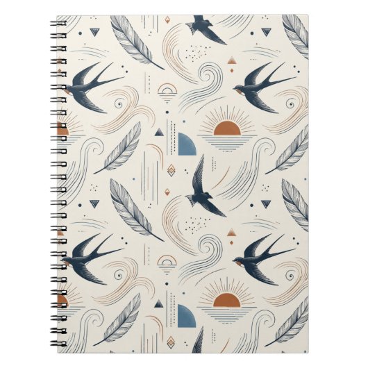 Carnet Boho Hirondelle & Soleil (Devant)
