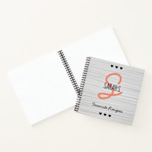 Carnet Boho Moderne Monogramme Texture blanche Recette pr
