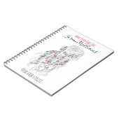 Carnet Boho moderne noir blanc Wavy Style cheveux floral (Côté gauche)