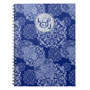 Carnet Boho Moody Blues Mandalas Monogrammé