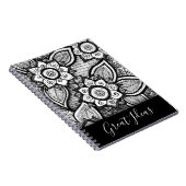 Carnet Boho noir et blanc Chic Mandala motifs floraux (Côté Droit)