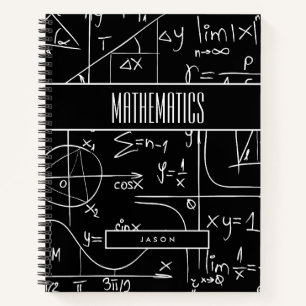 Carnet BOHO Noir et Blanc Symboles mathématiques Sujet
