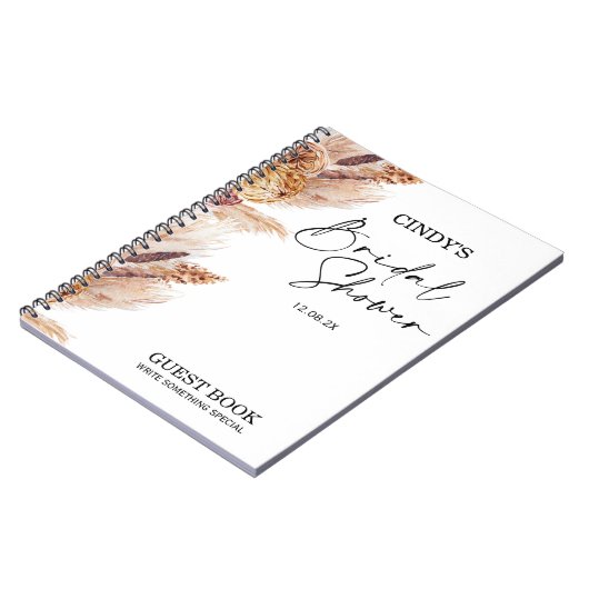 Carnet Boho Pampas Grass Fête des mariées Invité (Côté gauche)