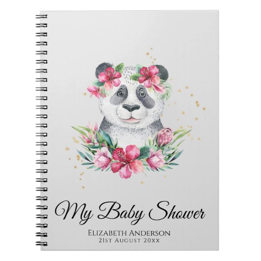 Carnet Boho Panda Bear Baby shower Planner Fleurs (Devant)