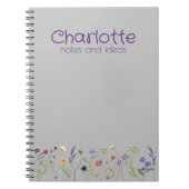 Carnet Boho Pays marguerite florale aquarelle gris Bloc-n (Devant)