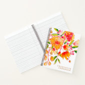 Carnet Boho Pink et Orange Floral Nom personnalisé (Intérieur)