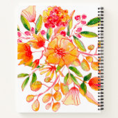Carnet Boho Pink et Orange Floral Nom personnalisé (Dos)