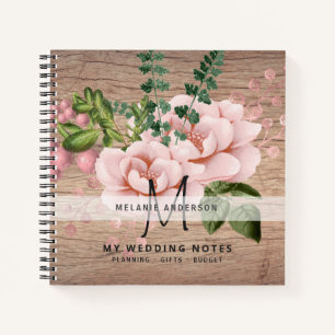 Carnet Boho Pink Gold Roses Fleurs Mariage Planification