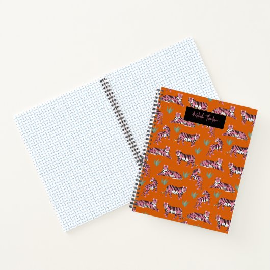 Carnet Boho Pink Orange Tiger Animal Pattern   (Intérieur)