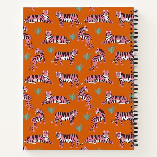 Carnet Boho Pink Orange Tiger Animal Pattern   (Dos)