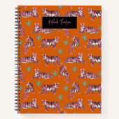 Carnet Boho Pink Orange Tiger Animal Pattern   (Devant)