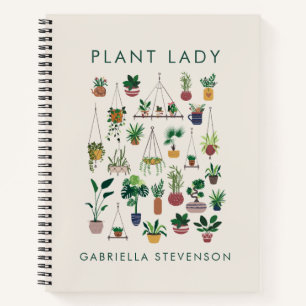 Carnet Boho Plante Lady Illustration Art Nom personnalis