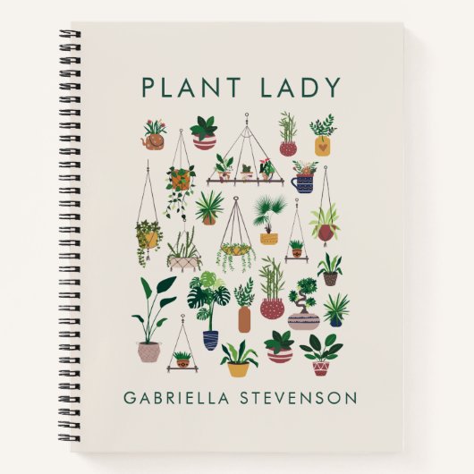 Carnet Boho Plante Lady Illustration Art Nom personnalisé (Devant)