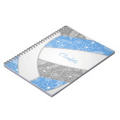 Carnet Boho plumes paislies bleu gris volleyball (Côté gauche)