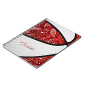 Carnet Boho plumes paislies rouge blanc basketball (Côté gauche)