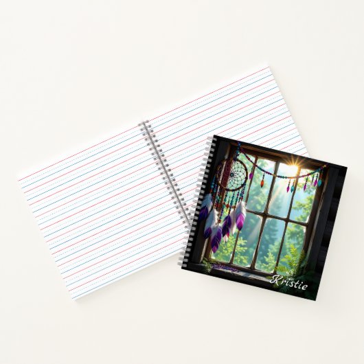 Carnet Boho Purple Dreamcatcher in Window Personalized (Intérieur)