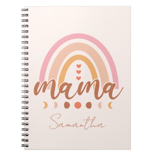 Carnet Boho Rainbow Mama avec phases de lune (Devant)