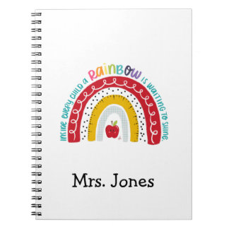 Carnet Boho Rainbow Teachers Carnet, Cadeau pour enseigna
