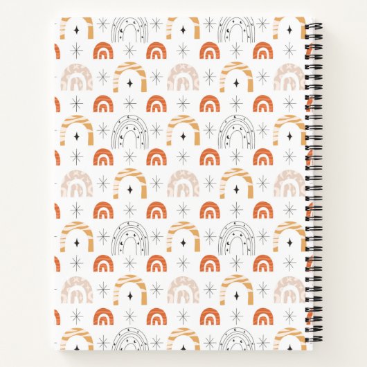 Carnet Boho rétro arc-en-ciel art lune étoiles (Dos)