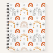 Carnet Boho rétro arc-en-ciel art lune étoiles (Devant)