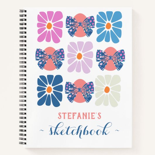 Carnet Boho rétro fleuri simple nom de Pâques (Devant)