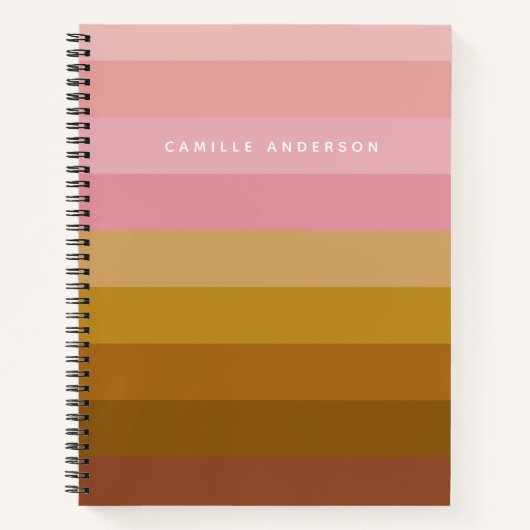 Carnet Boho rose et Terracotta Nom des bandes géométrique (Devant)