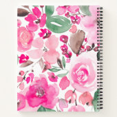 Carnet Boho rose fleurs motif aquarelle fleurie (Dos)