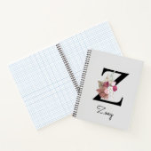 Carnet Boho rose monogramme Floral Z initial (Intérieur)