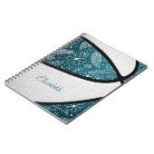 Carnet Boho sport doodle motif turquoise basketball blanc (Côté gauche)