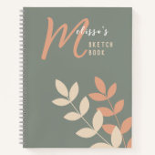 Carnet Boho Style Botanico Art Monogramme Nom Sketchbook (Devant)