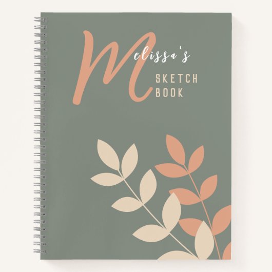Carnet Boho Style Botanico Art Monogramme Nom Sketchbook (Devant)