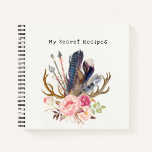 Carnet Boho Style recettes personnalisables Spiral Notebo