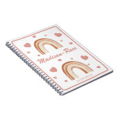 Carnet Boho Terracotta Cœurs Arc-en-Ciel Nom (Côté Droit)