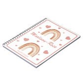 Carnet Boho Terracotta Cœurs Arc-en-Ciel Nom (Côté gauche)