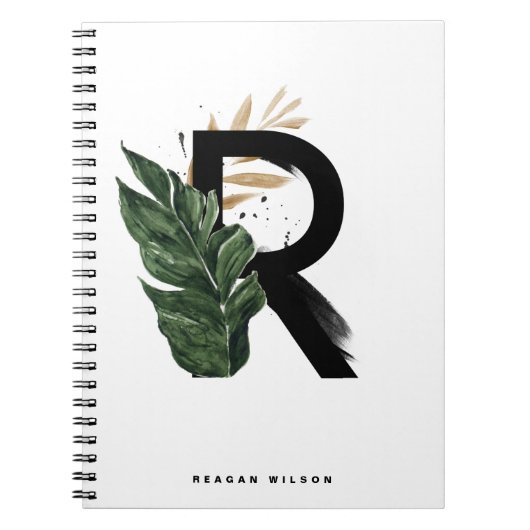 Carnet Boho Tropical Greenery Letter R Monogram (Devant)