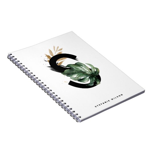 Carnet Boho Tropical Greenery Letter S Monogram (Côté Droit)