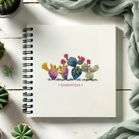 Carnet Boho Watercolor Cactus Journalisation personnalisé