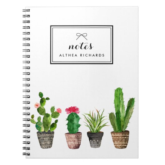 Carnet Boho Watercolor Succulents Personnalisés (Devant)